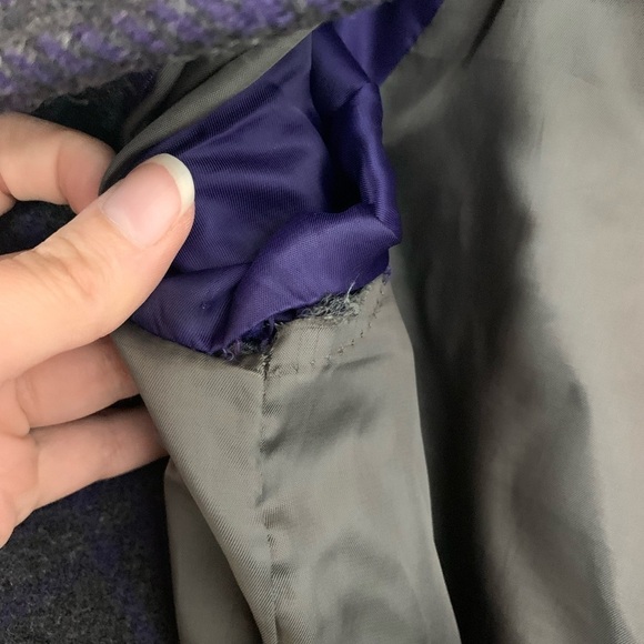 5. H&M Women’s Grey  & Purple Plaid Wool Blend Coat Size EUR 38 US 6 - Picture 11 of 13